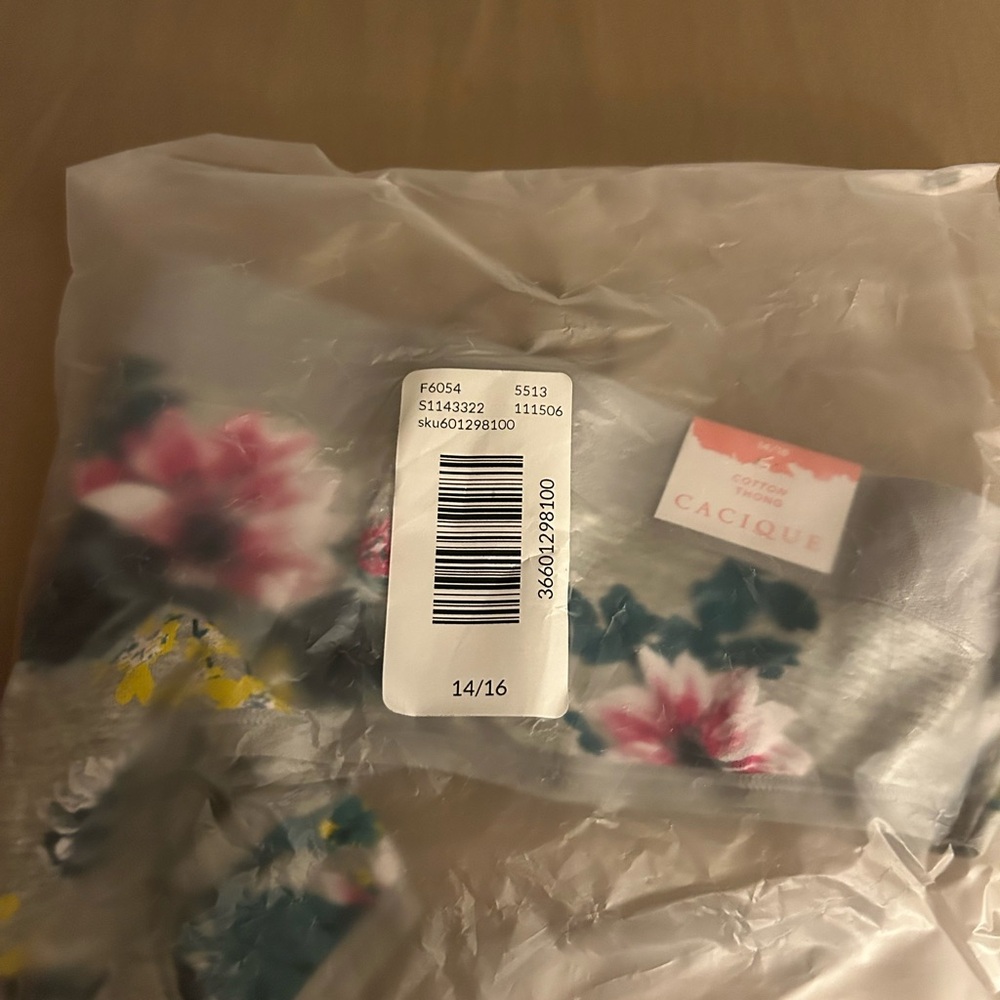 Cacique Wide Band Cotton Thong in ‘Adventure Floral Gray’